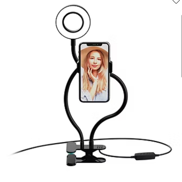 Other - Black Flexible Phone Holder with Ring Light